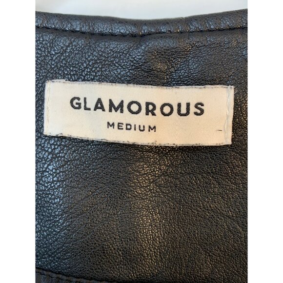 Glamorous S/M Jr Black Fringe Faux Leather Jacket Open Front 3/4 Sleeve RL10436 - Picture 3 of 11